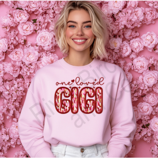 One Loved Gigi Faux Embroidery Sweatshirt