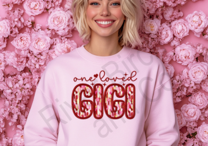One Loved Gigi Faux Embroidery Sweatshirt