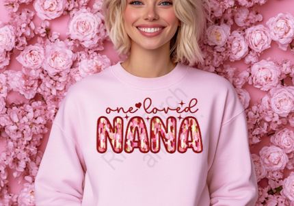 One Loved Nana Faux Embroidery Sweatshirt