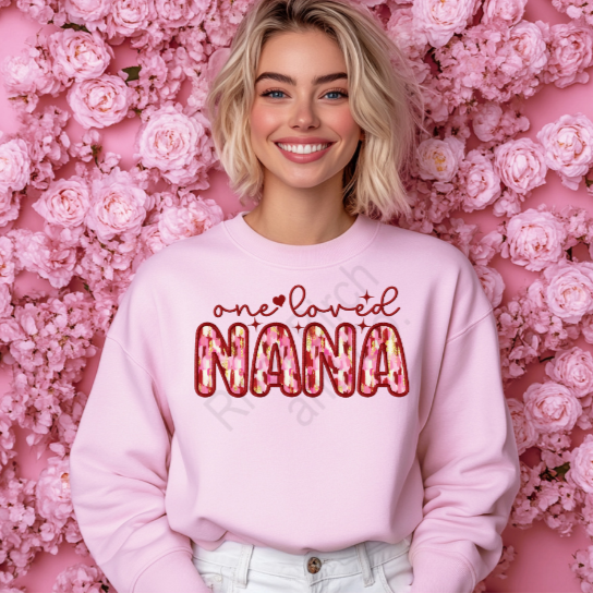 One Loved Nana Faux Embroidery Sweatshirt