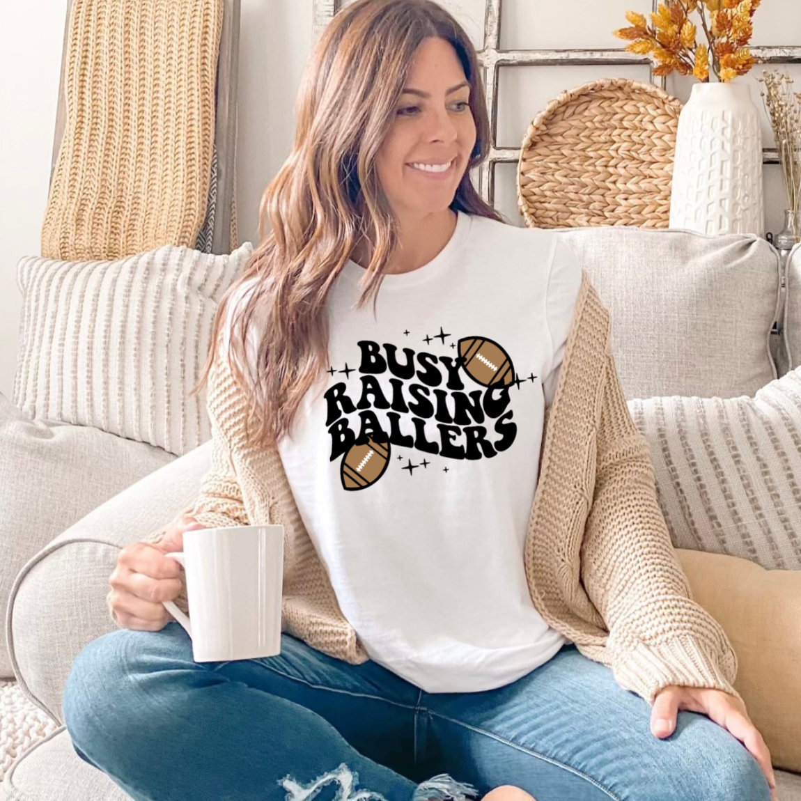 Busy Raising Ballers - Football - Graphic Tee