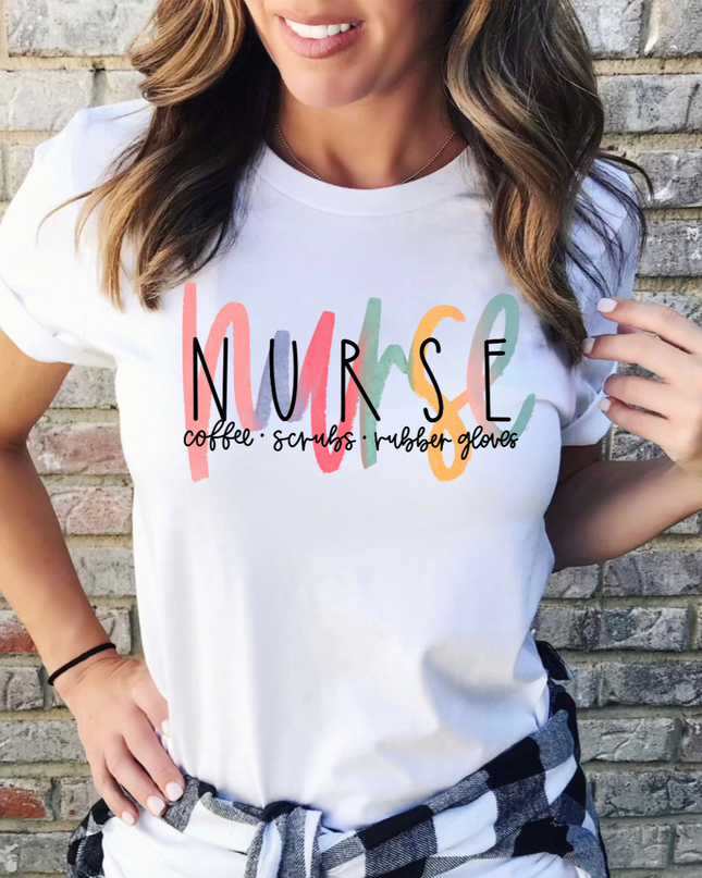Nurse Coffee Scrubs Rubber Gloves